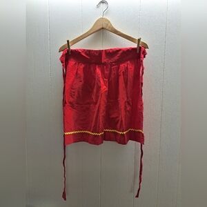 Vintagw Red Apron with Yellow Trim